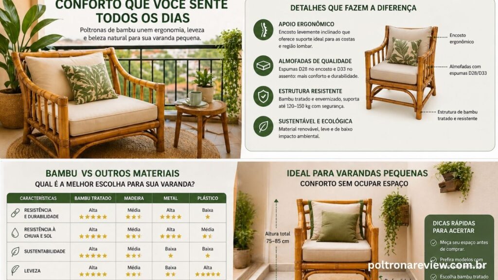 como escolher poltrona de bambu para varanda pequena