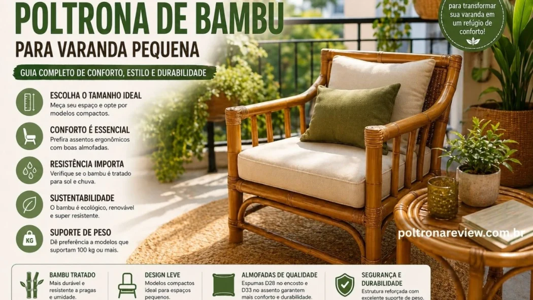 como escolher poltrona de bambu para varanda pequena com almofada