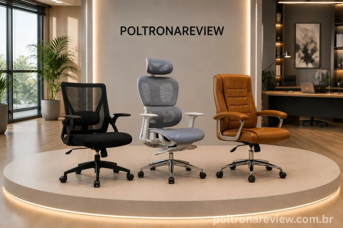 imagem mostrando três poltronas em exposição